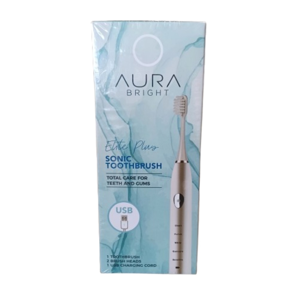 Aura Bright Elite Plus Sonic Electric Toothbrush Dental Hygiene Tool Cleaner NWT